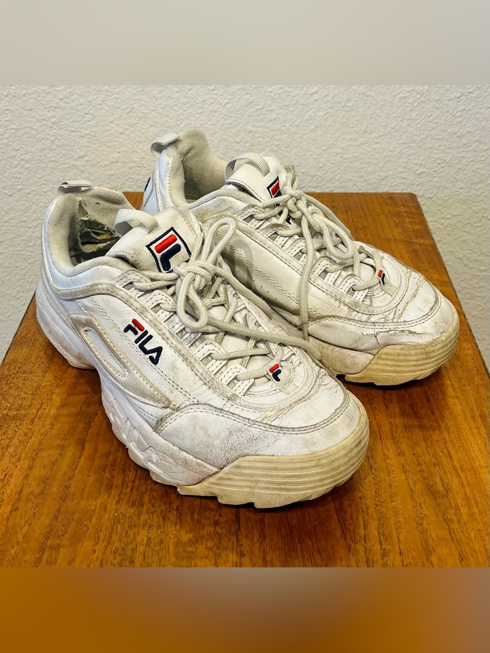 White FILA Disruptor II Premium Sneakers - Size 9 (Women’s)